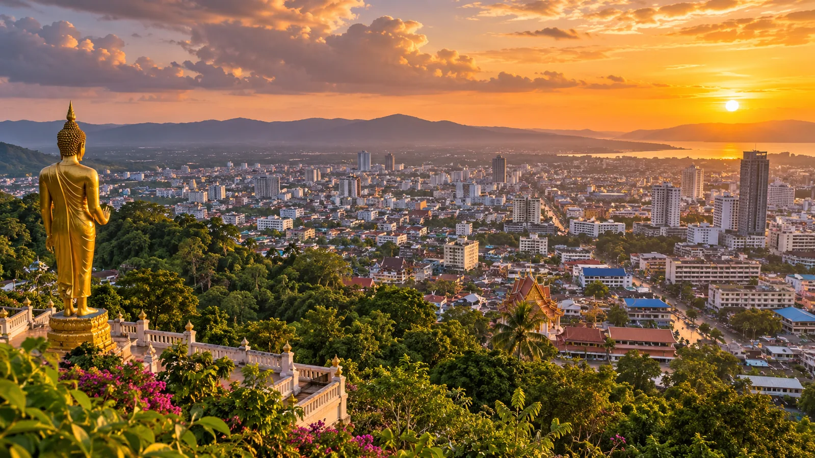 AI-generated destination illustration inspired by Songkhla