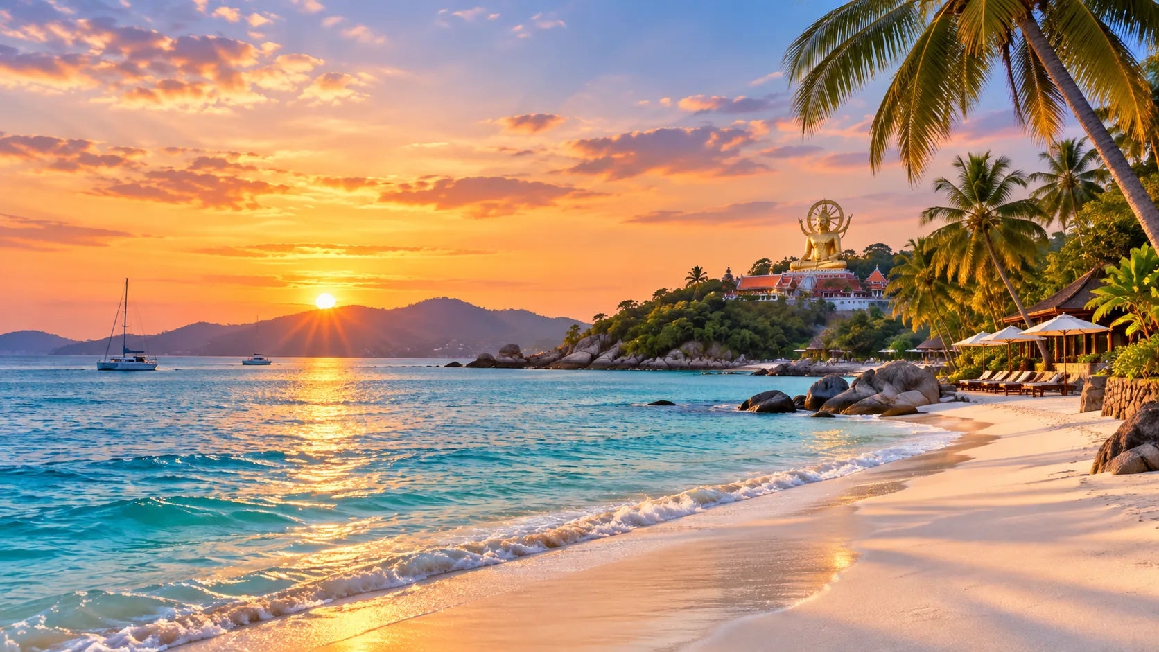 AI-generated destination illustration inspired by Surat Thani