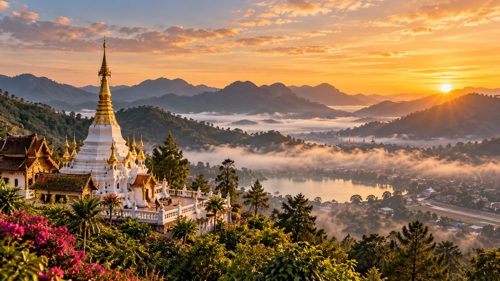 AI-generated destination illustration inspired by Mae Hong Son